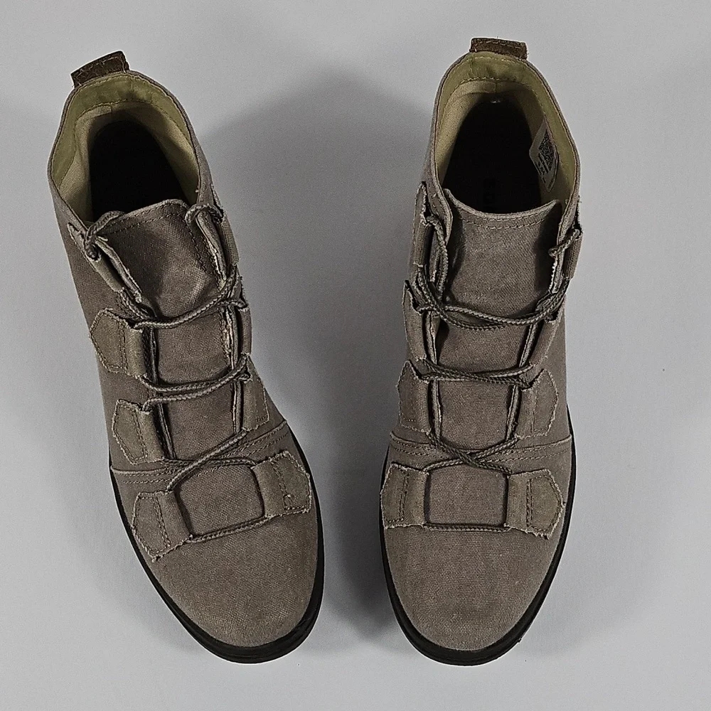 Sorel Major Taupe Grey Canvas & Leather Lace Up Ankle Boots Size 8.5